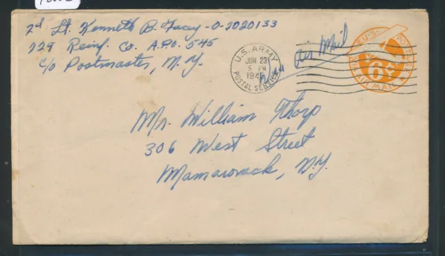 42302) US field post cover WWII, APO 545 23.6.45, Fontainebleau France
