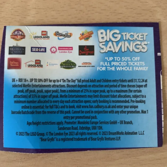 Up To 4 Alton Towers, & Merlin Ents Tickets 50% Off Full Priced Tickets.Free P&P