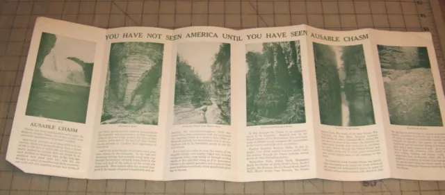 Vintage (1960s/70s?) AUSABLE CHASM, NY Fold-Out Souvenir Brochure with Map