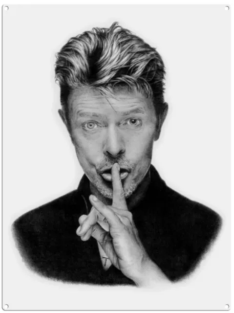 David Bowie Pencil Portrait by Chris Burns small steel sign 200mm x 150mm (og)