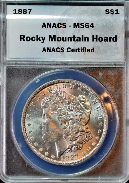 Nice! Anacs Certified! 1887 Morgan Silver Dollar! Ms 64! Rocky Mountain Hoard.