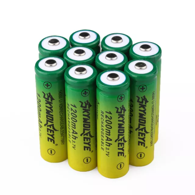 10pcs SkyWolfEye 14500 Battery 3.7V 1200mAh Li-ion Rechargeable Batteries Cell