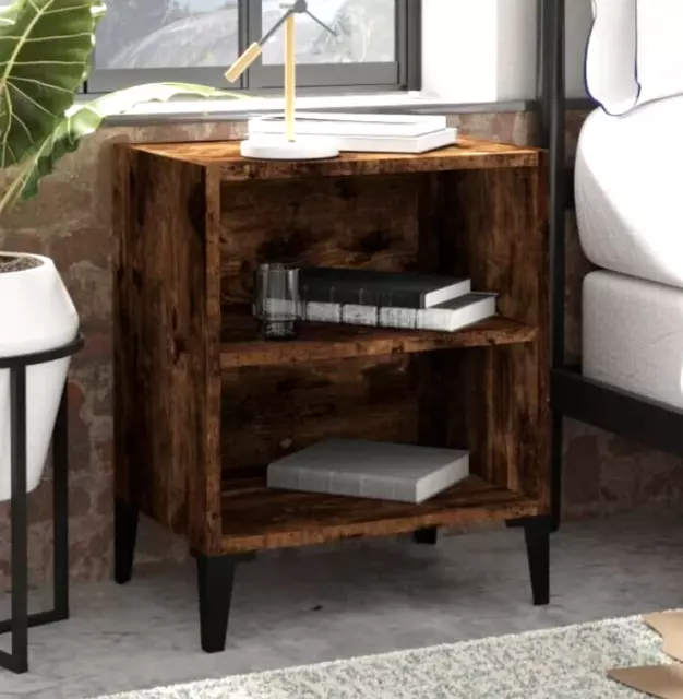 Rustic Bedside Table Vintage Industrial Side Cabinet Metal Storage Bedroom Unit