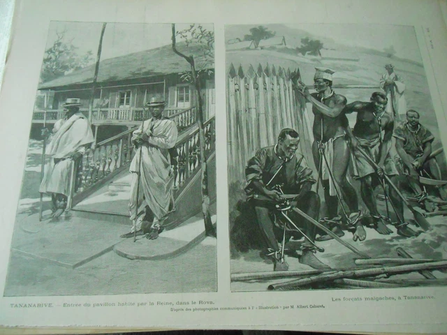 Madagascar Tananarive les forcats malgaches Gravure 1895