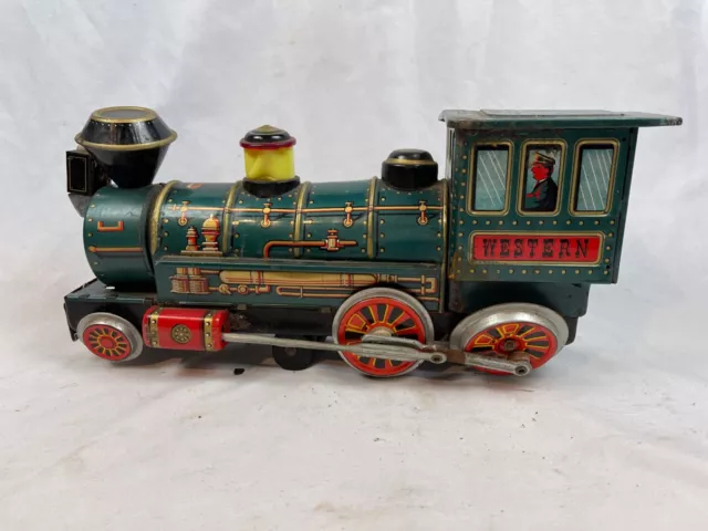 Vintage 60s Japan Tin Litho Battery Op Western Special Locomotive Toy 2545