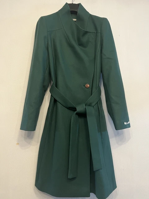 TED BAKER SANDRA green wool blend belted wrap coat RRp 329. Size 1 approx UK8 185.00 PicClick UK