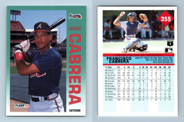 Francisco Cabrera - Braves #355 Fleer 1992 Baseball Trading Card