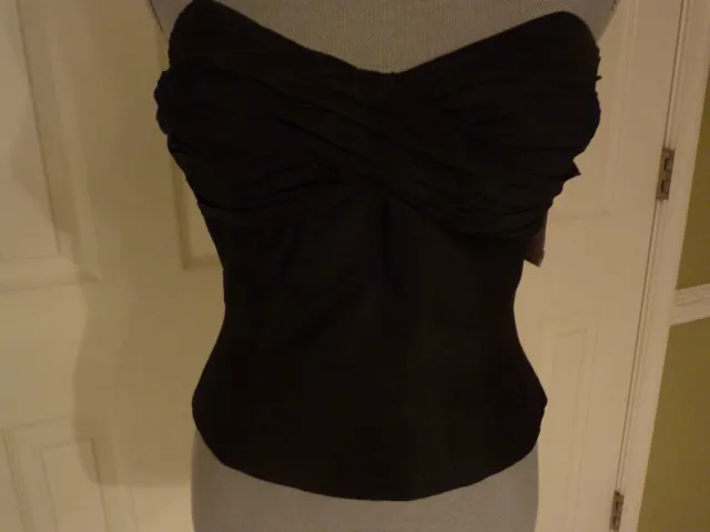 NEW Rickie Freeman TERI JON 100% Silk Black Corset Bustier - Size 2