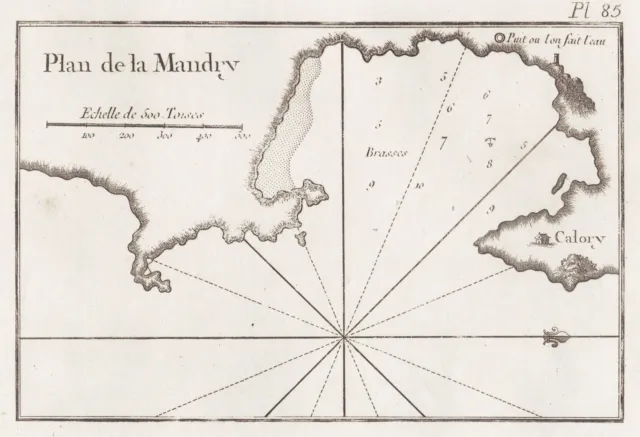 Makronisos Island Insel Laurium Greece Map Card Roux 1764