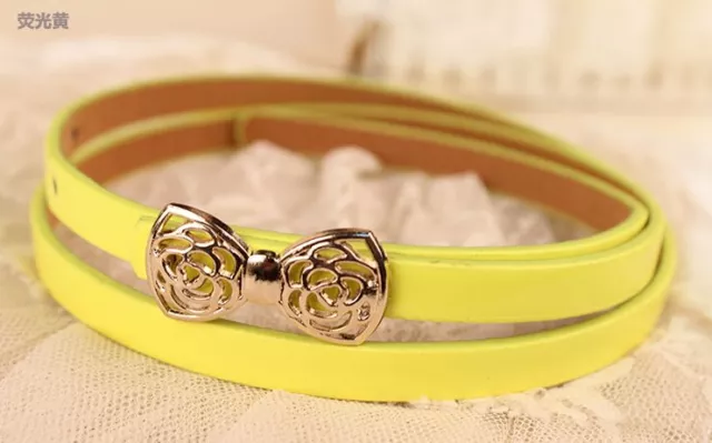 Women Must Have Fashion Waist Belt Rose Metal Candy Coluor Leather Waistband