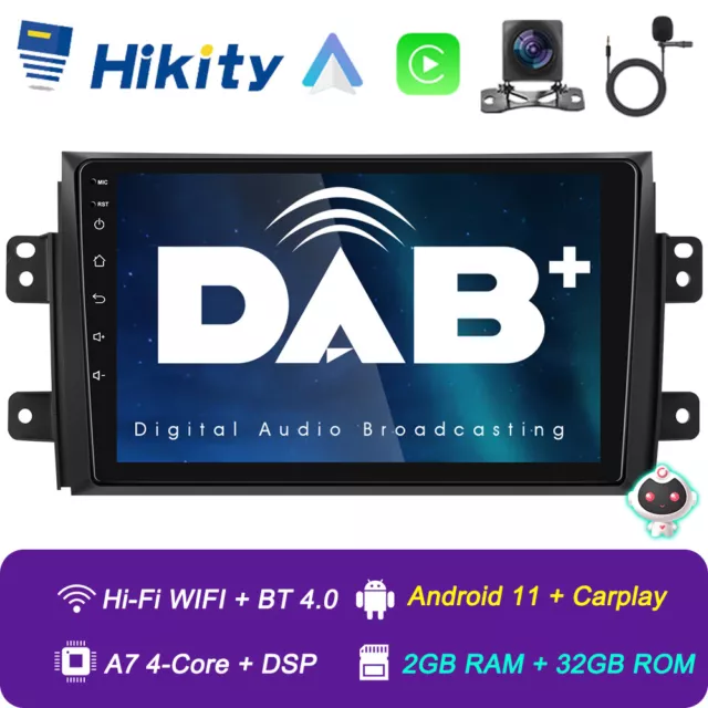 32GB Android 11 Apple Carplay DAB+ Autoradio GPS Navi Für SUZUKI SX4 Fiat Sedici