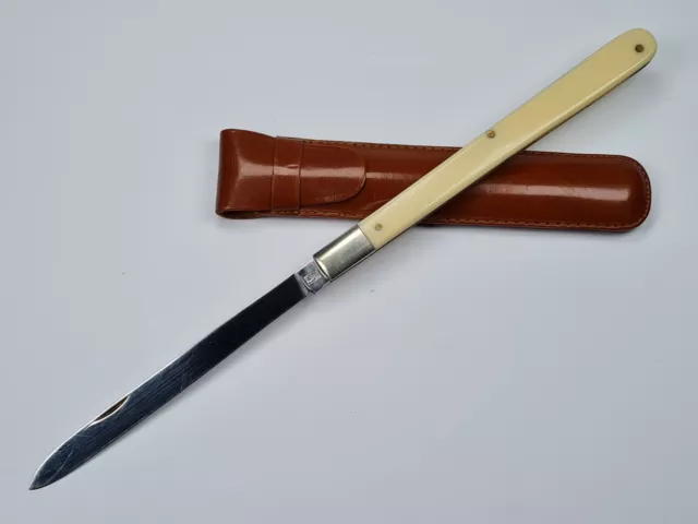 Vtg Old Rare German Huba Solingen Melon Fruit Tester Folding Pocket Knife + Case