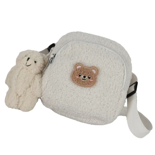 Borsa a tracolla in lana d'agnello bianca Miss Fuzzy portafoglio borse da viaggio donna