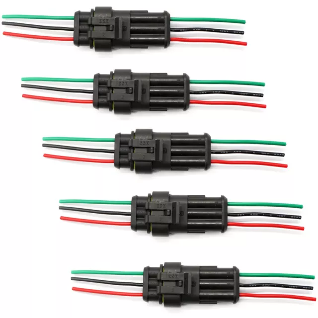 5 Paare 3-polige IP67 wasserdichte elektrische Kabelklemmenstecker Stecker mit