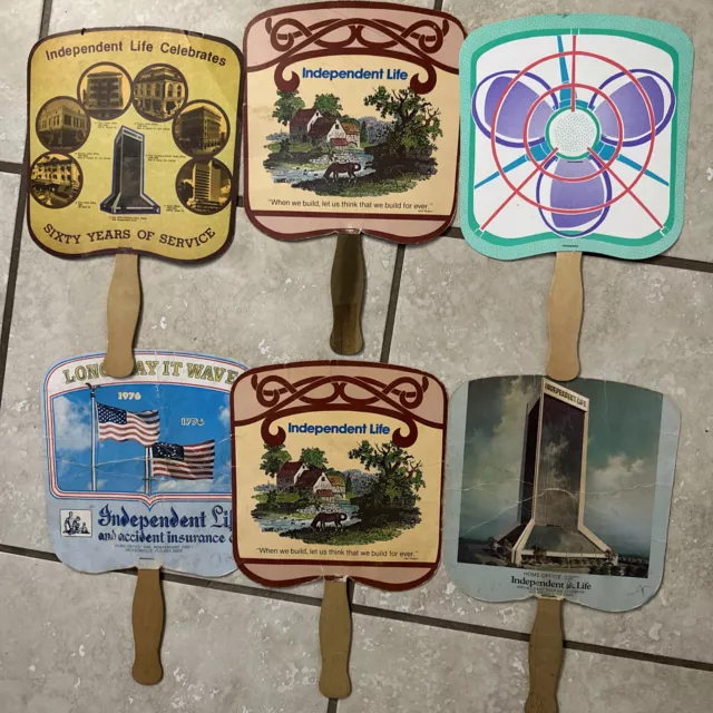 6 Vintage Independent Life Church Advertising Fans 1970-1980 Nice Group