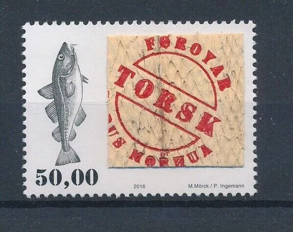 Faroe Islands 2016 , Fish Skin Stamp , MNH , RARE  ,  Unusual