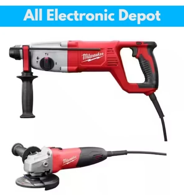 New  Milwaukee Corded 1 in SDS Rotary Hammer with 4-1/2 in Small Angle Grinder