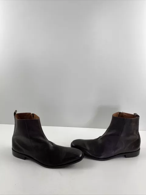 Massimo Matteo Brown Textured Leather Square Toe Side Zip Ankle Boots Mens 11.5M