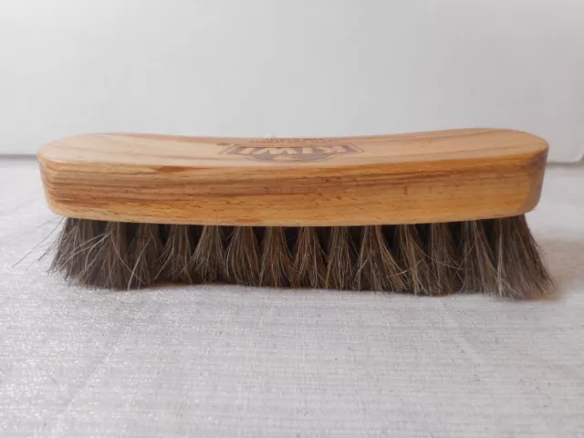 KIWI Wooden 5 7/8" Shoe & Boot SHINE BRUSH 100% Horse Hair Brown Bristles ISRAEL