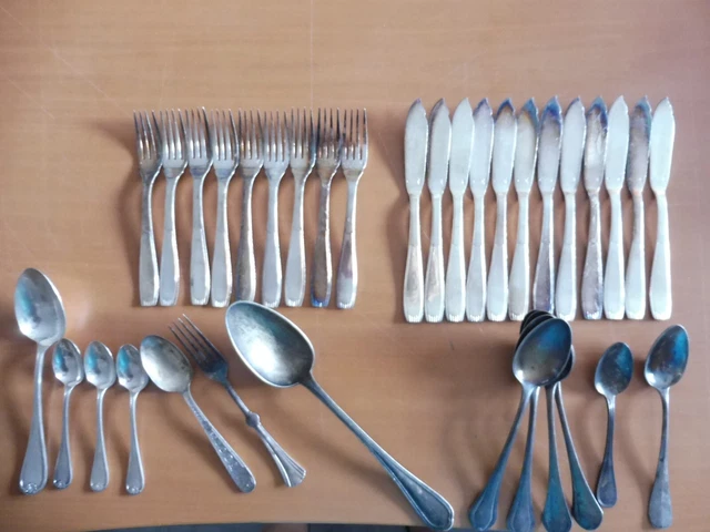 ANCIEN COUVERT VINTAGE ARGENTAL METAL ARGENTEE COFFRET 3 ETAGES (126 pièces) | eBay
