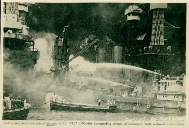 Dec 7, 1941 WWII Pearl Harbor Attack 5x7 Photo USS West Virginia