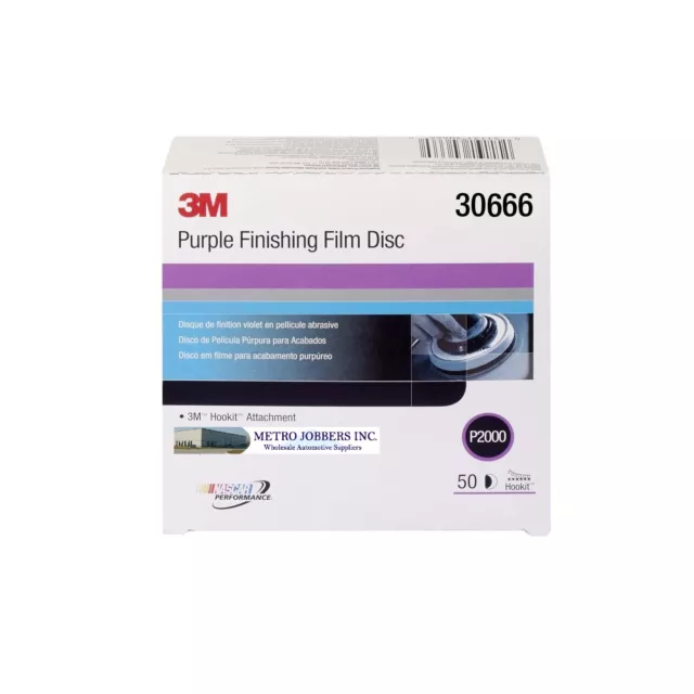 3M 30666 6" 2000 Grit Purple Finishing Film Hookit™ Disc 6 inch P2000 50 Per Box