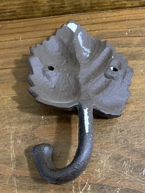 Cast Iron Antique Style Rustic OAK LEAF Coat Hooks Hat Hook Rack Towel Acorn 3