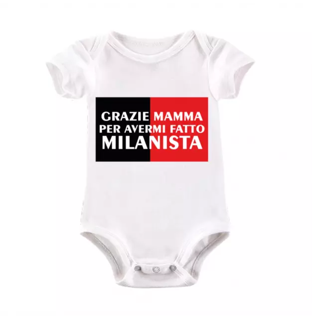 BODY COTONE 100% Grazie Mamma Mi Hai Fatto Milanista TUTINA REGALO PAPA' FIGLIO