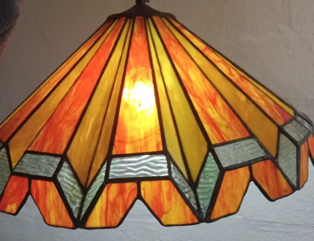 Vintage Tiffany Style Stained Slag Glass Hanging Ceiling Light Fixture Lamp 3