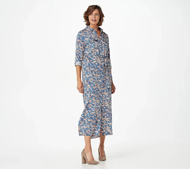 Haute Hippie Tribe Woven Button Front Dress Bunched Floral Size 4X A393105
