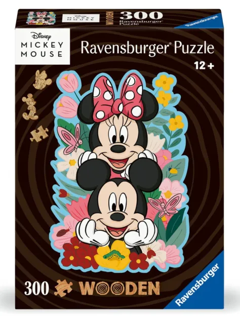 Ravensburger Disney Mickey & Minnie Mouse Shaped 300 Piece Wooden Puzzles for Ad