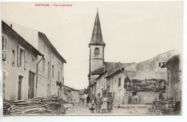 EINVILLE - Meurthe et Moselle - CPA 54 - une rue du village - l'église