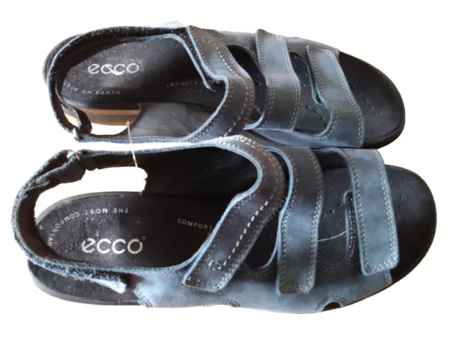 ECCO Shoes Women’s  EU 42  US 10 Blue SuedeLeather Adjustable  Comfort Sandals