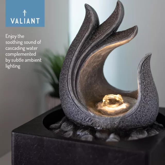 Valiant Indoor Water Feature with Flow Control and LED Lighting - Tabletop Size