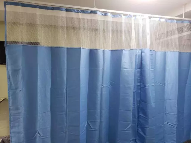 Hospital Polyester Zig Zag Curtain with Oval Net for ICU/Clinic (4 FW X 7 FH)