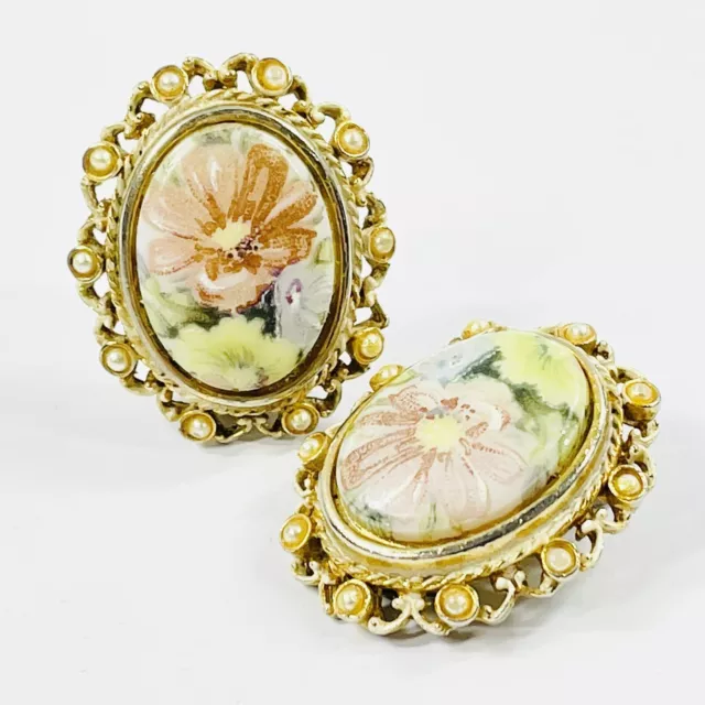 Arcansas Clip On Earrings Elizabeth Reimer Vintage Australian Jewellery Floral