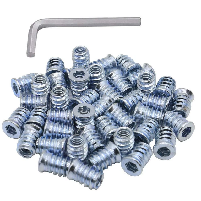 1/4-20 Threaded Insert for Wood Hex Drive Threaded Wood Inserts 1/4 Wood Nuts...