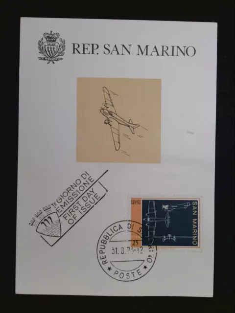 SAN MARINO MK 1973 FLUGZEUGE AVIATION MAXIMUMKARTE MAXIMUM CARD MC CM c8409