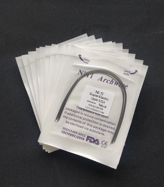 200 Arcs Orthodontiques Niti Super élastiques - Forme Ronde, Forme Ovoïde - En Paquet De 20 Sachets