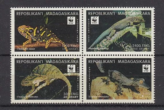 D.Madagascar 2313 - 16 Zd Geckos And Chameleons Wwf (MNH)
