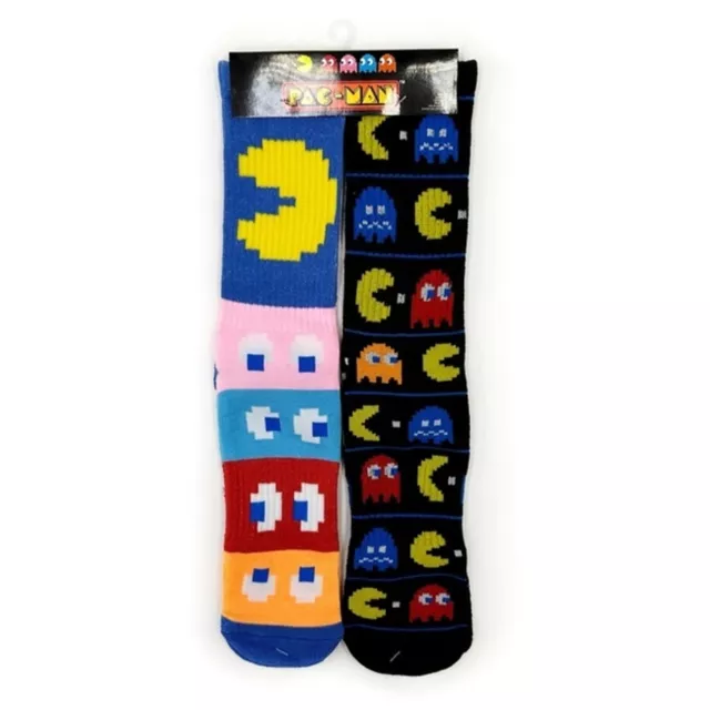 Pac-Man Crew Socks Retro Video Game 2 Pairs Mens Womens Fun Novelty Gift