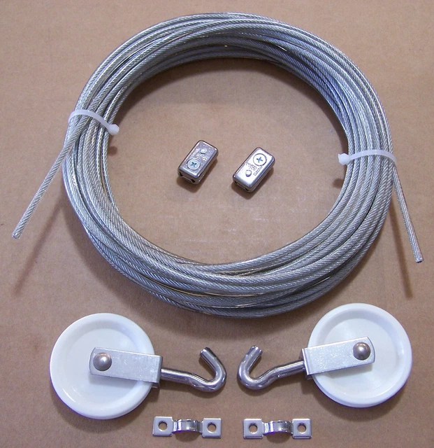 MARINE BOAT PULLEY Tiller Rope Steering Cable 48 Ft, Brand New, Kit 1A