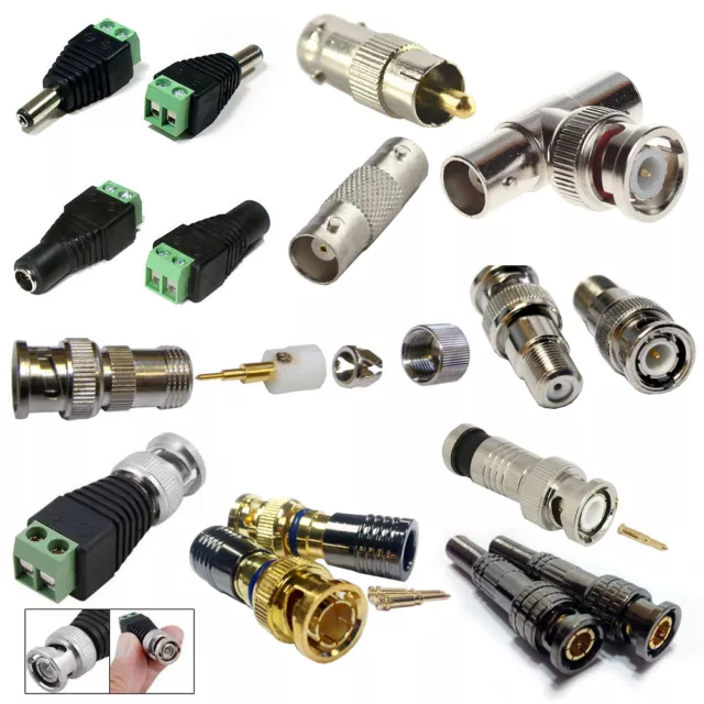 CCTV BNC Koax Crimp Stecker Joiner Kupplung CAT5 Balun F Stecker RCA Phono Adapter 2