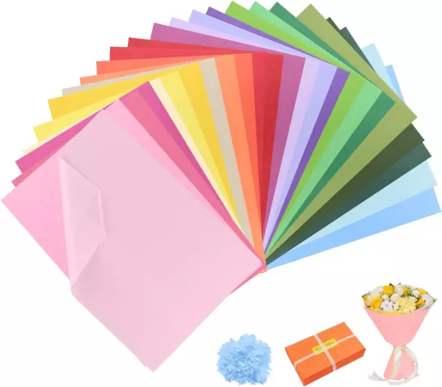 400 Blatt Transparentpapier Bunt, 25 Farben Seidenpapier, Tissue Paper DIN A4, B