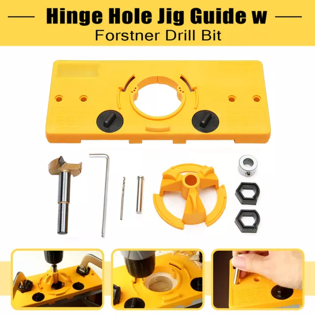 35MM Cup Style Hinge Jig Forstner Bit Drill Guide Set For Kreg Door Hole Locator