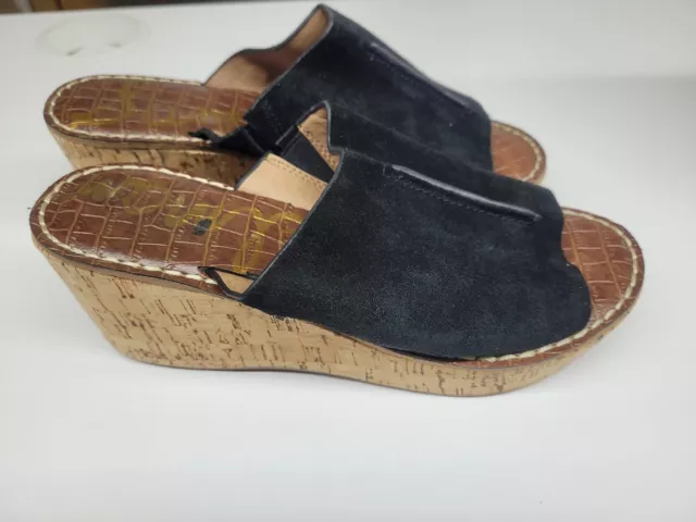 Sam Edelman Women's Ranger Slide Wedge Sandals Black Suede size 7 US