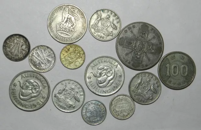 Lot Of 13 Silver Coins -  Australia & World