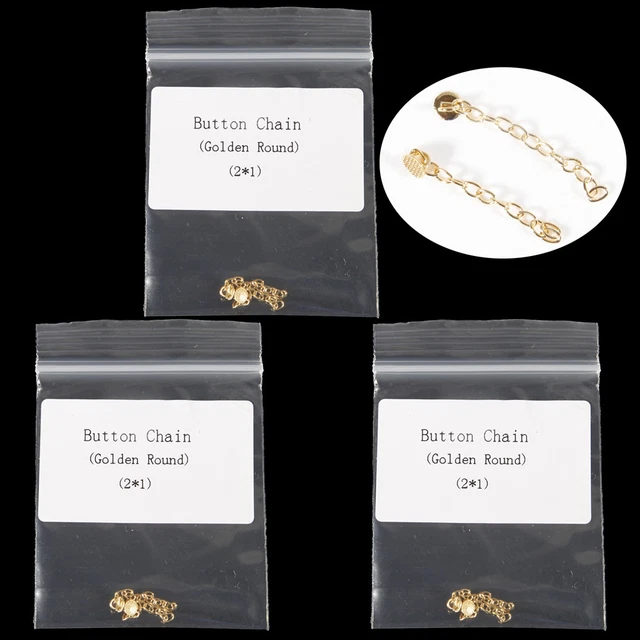 3 bags Dental Orthodontic Traction Chain Golden Round Mesh Base Lingual Buttons