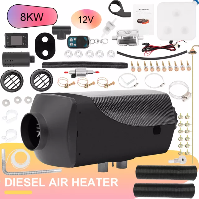 12V 8KW Diesel Air Heater Remote Control Thermostat 10L for Caravan Motorhome