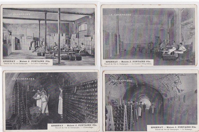 EPERNAY: lot of 4 advertising cpa for the house FONTAINE (Champagne - cross